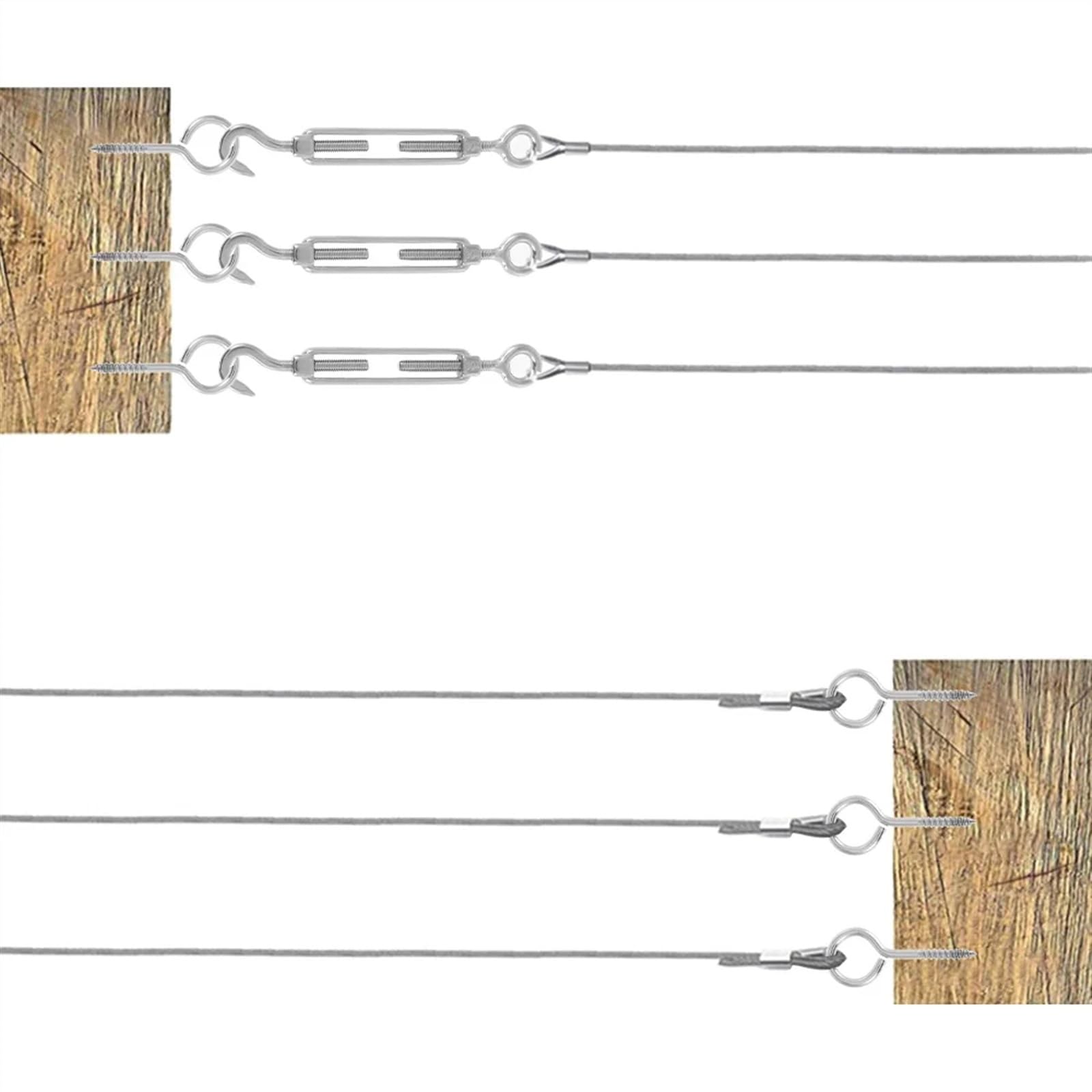 Cable Acero,Cuerda de Alambre Kit de barandilla de Cuerda de Alambre de Metal de 15M/30M, Tornillo de Alta Resistencia Uso Apto para jardín, Cuerda de Alambre de Metal recubierta(15M)