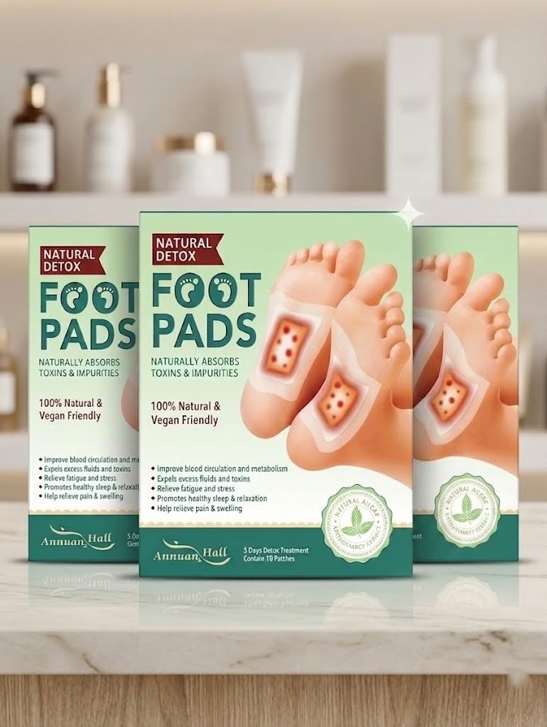 Annuan Hall Natural Foot pads Detox Patches, Vegan Cleansing Treatment, Absorbs Toxins, Promotes Healthy Sleep, Relieves Pain and Swelling, 10 Patches-image-14