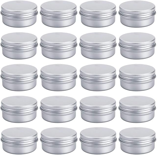 nuoshen 20 Pcs Aluminium Tin Jars, 20ml Empty Cosmetics Containers Pots for Cream Sample Makeup Creams