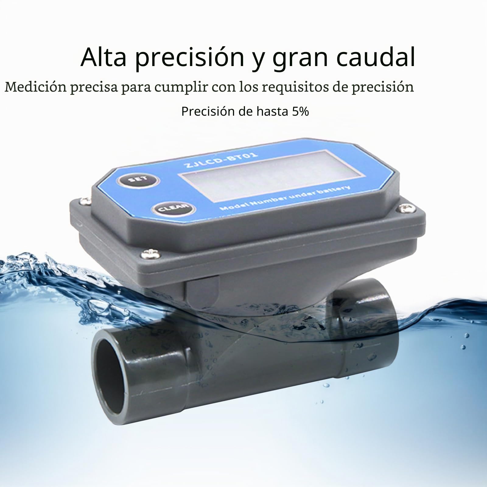 Caudalímetro electrónico de PVC adecuado para medición precisa de líquidos en sistemas de riego y purificación de agua con metanol
