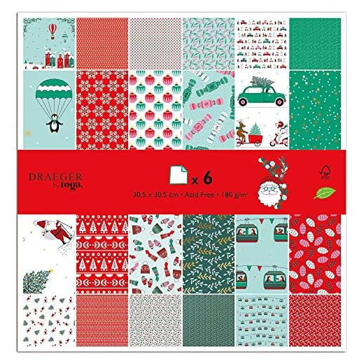 Toga Papel Scrapbooking Navidad, Rojo y Verde, 30.5 x 30.5cm