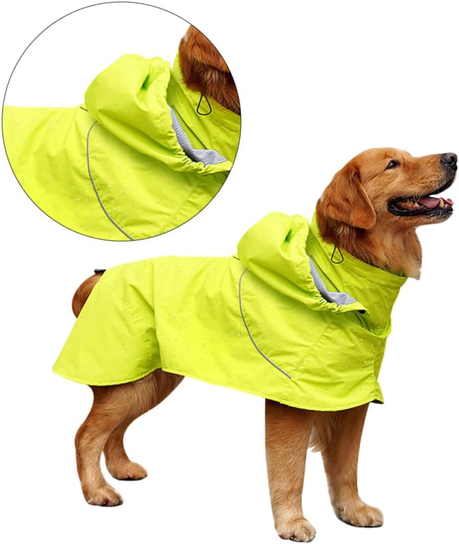 jojofuny Pet Raincoat Waterproof Nylon Dog Rain Jacket Adjustable Hooded XL for Outdoor Walking and Rainy Weather