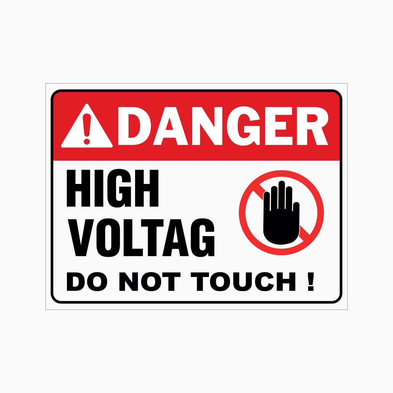 DANGER HIGH VOLTAGE DO NOT TOUCH Sign, 12x8 Inch Metal Tin Sign, Direct Contact Warning for High Voltage Electrical Devices