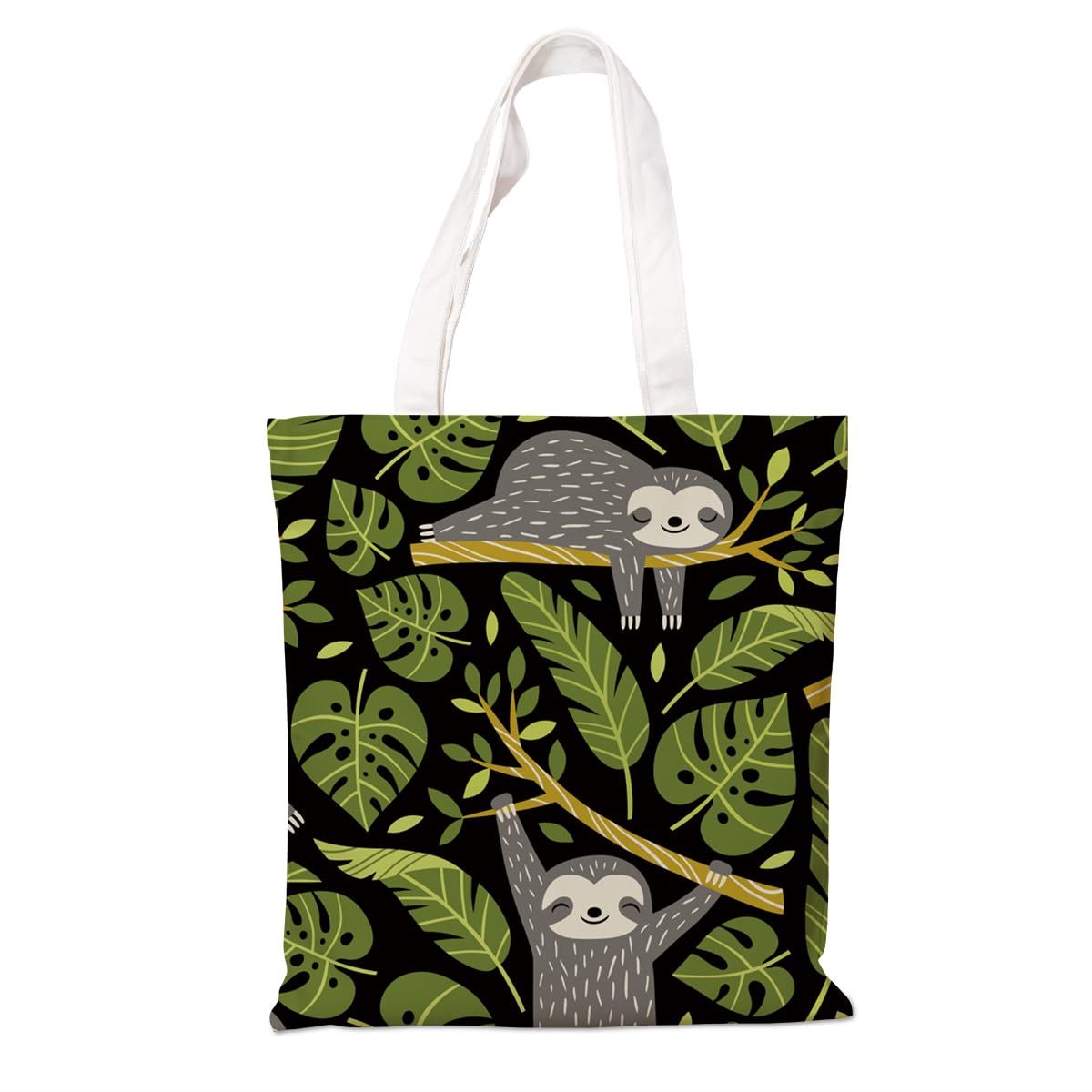 Aesthetic Tote Bag for Women, Animal Canvas Tote Bag, Trendy Sloth Cotton Handbag for Shopping Work Daily Vacation, Idea Gift To Animal Lovers, Reusable Canvas Grocery Shopping Bags 187