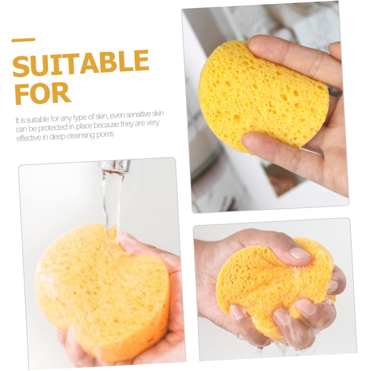 AUTSUPPL 25Pcs Makeup Removal Sponges Round Cellulose Facial Cleansing Sponges for Gentle Daily Exfoliation for Makeup Application and Removal Strong Water Absorption Versatile