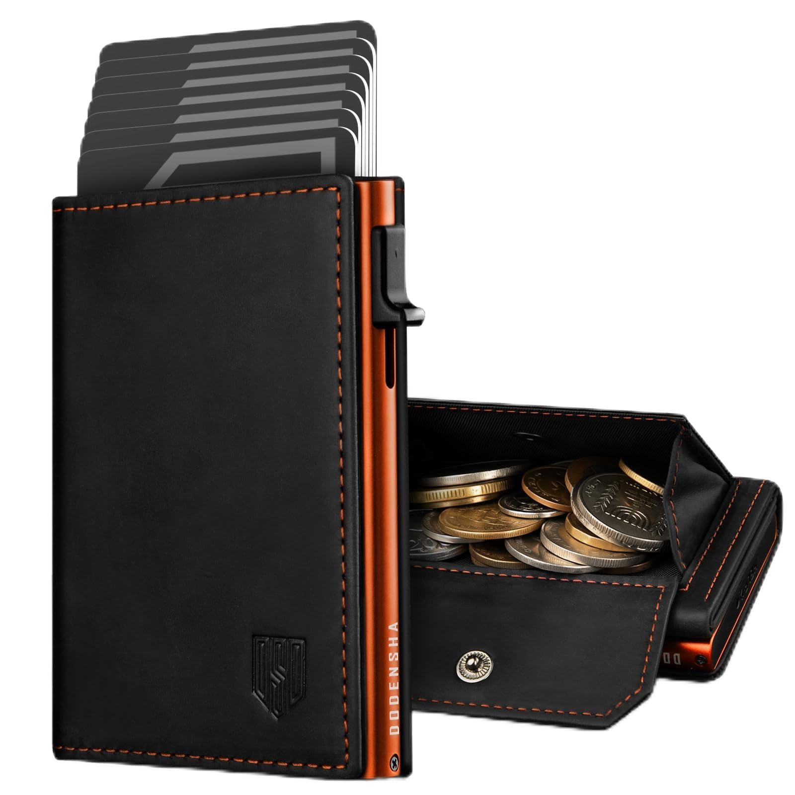 DODENSHA MagSnap Slim Wallet mit Münzfach, Wallets for Men, Geldbörse Herren mit XL-Münzfach für 10+ Münzen, Geldbeutel Herren für 10+ Karten, Portmonee Brieftasche Smart Wallet RFID Schutz