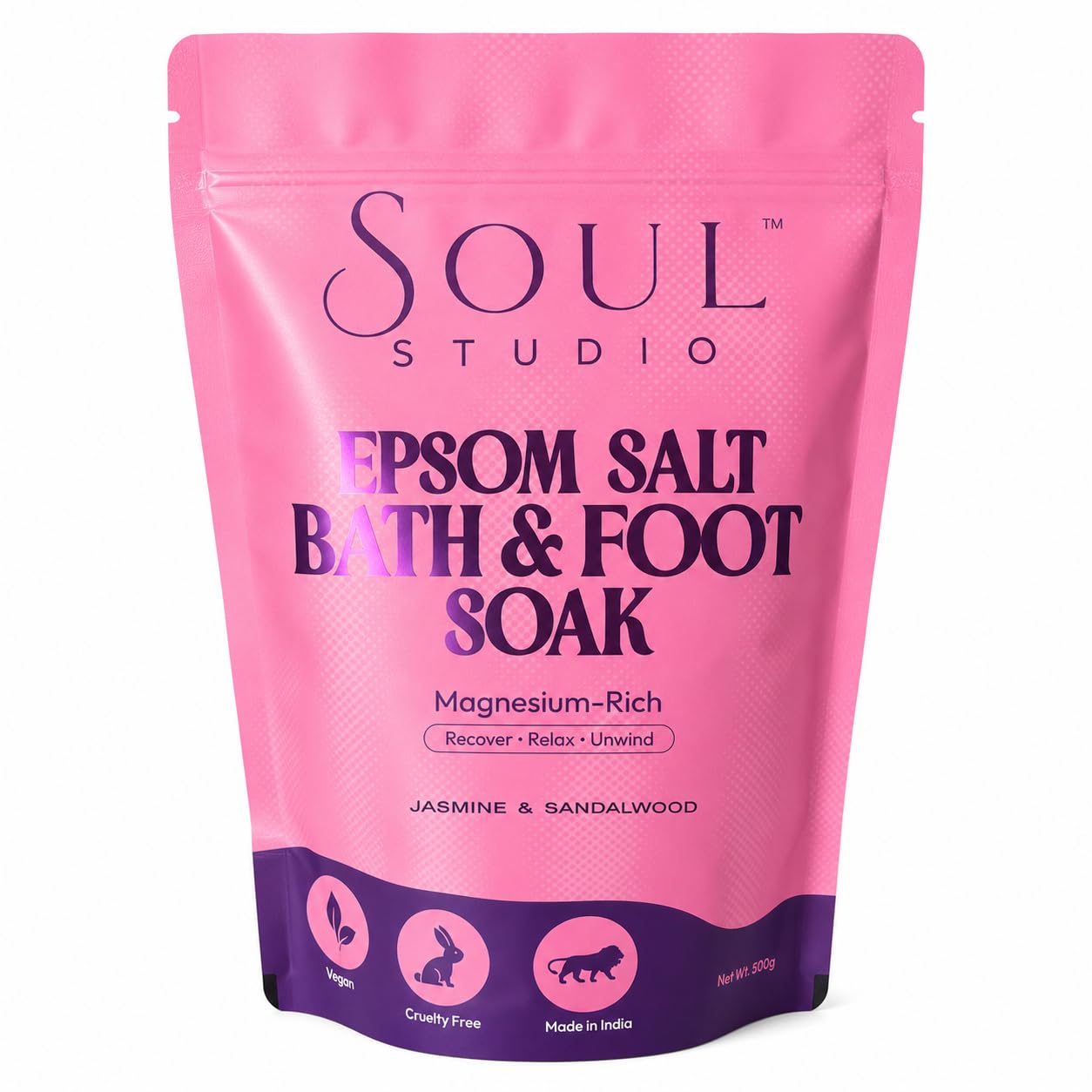 Soul Studio Epsom Salt Jasmine + Sandalwood Bath Salt for Relaxation & Aromatherapy | Spa Bath Soak with Essential Oils | Stress Relief, Foot Soak & Self Care Bath Salt | 500g-image-29