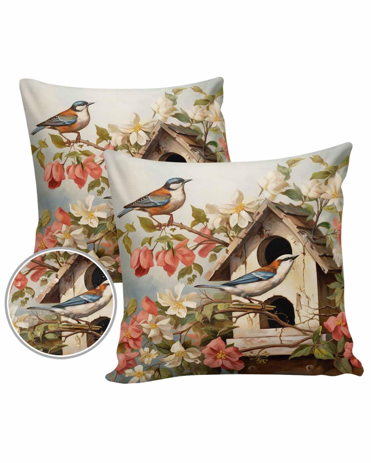 LEOKOTI Spring Birdhouse Outdoor Pillow Covers 16