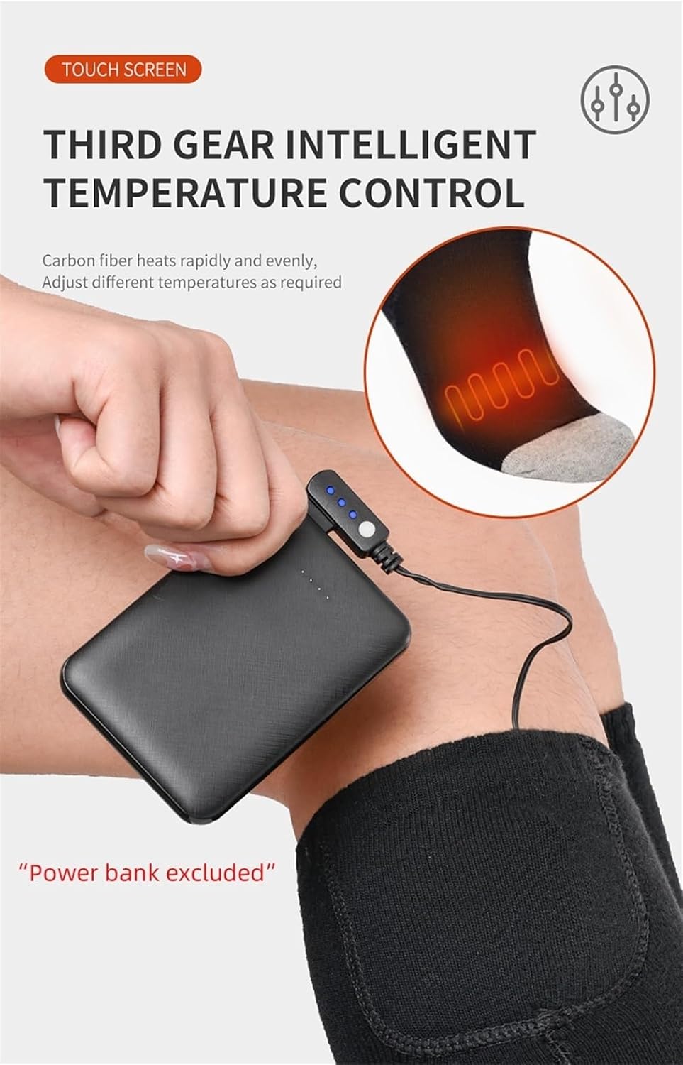 BAHREL Heated Socks, Upgraded 4000mAh Battery Powered Socks, Feet Warmer with 3 Heating Settings, Electric Thermal Warming Sock for Men Women Winter Outdoor Skiing Hiking