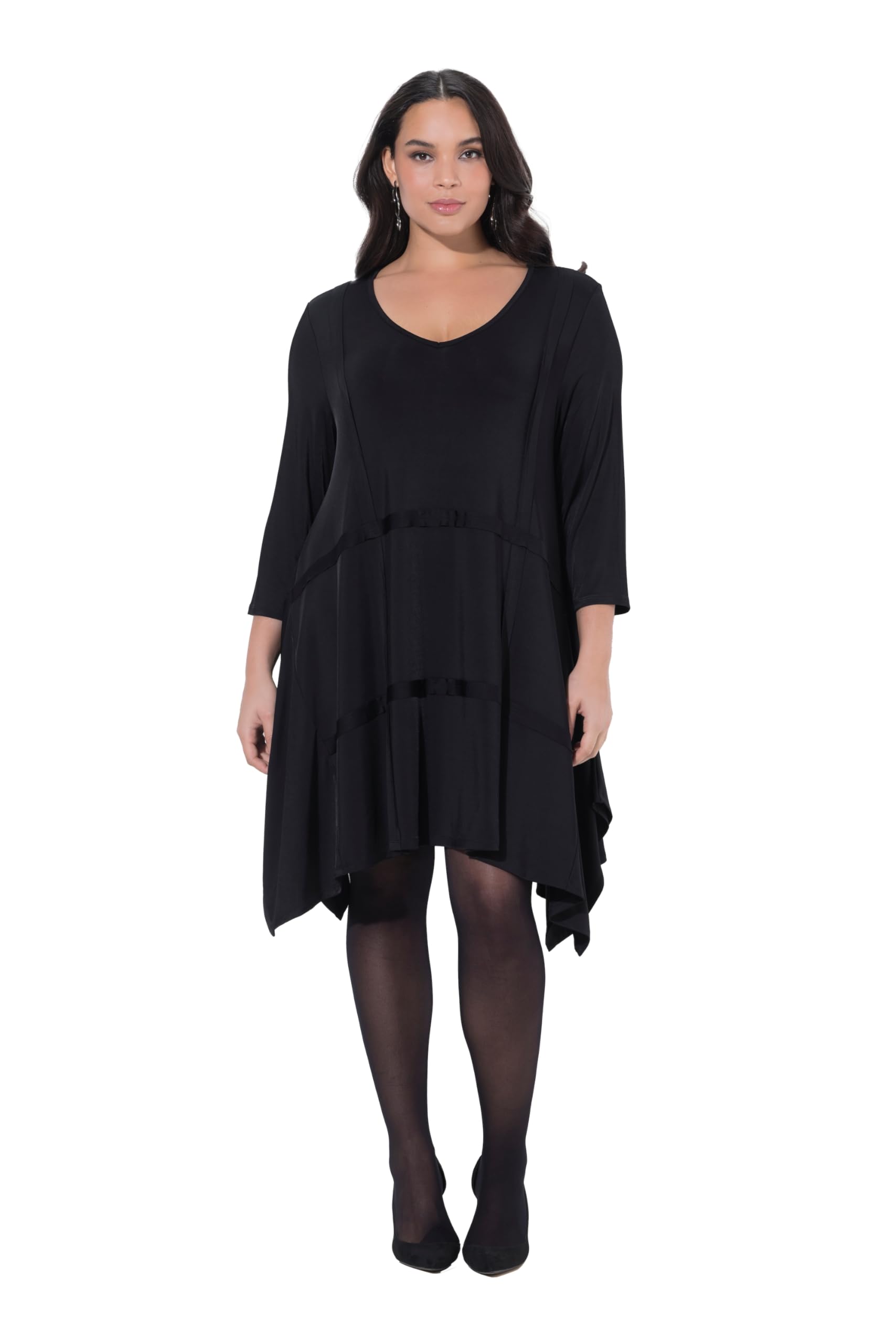 Ulla Popken Damen große Größen Übergrößen Plus Size Slinky Kleid mit Zipfelsaum 848908