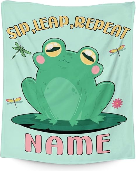 Mercuryelf Custom Frog Throw Blanket - Soft, Fuzzy & Warm - 60x80 Inches Flannel Blankets for Bed, Couch - Light Green Funny Throws Gift for Adults