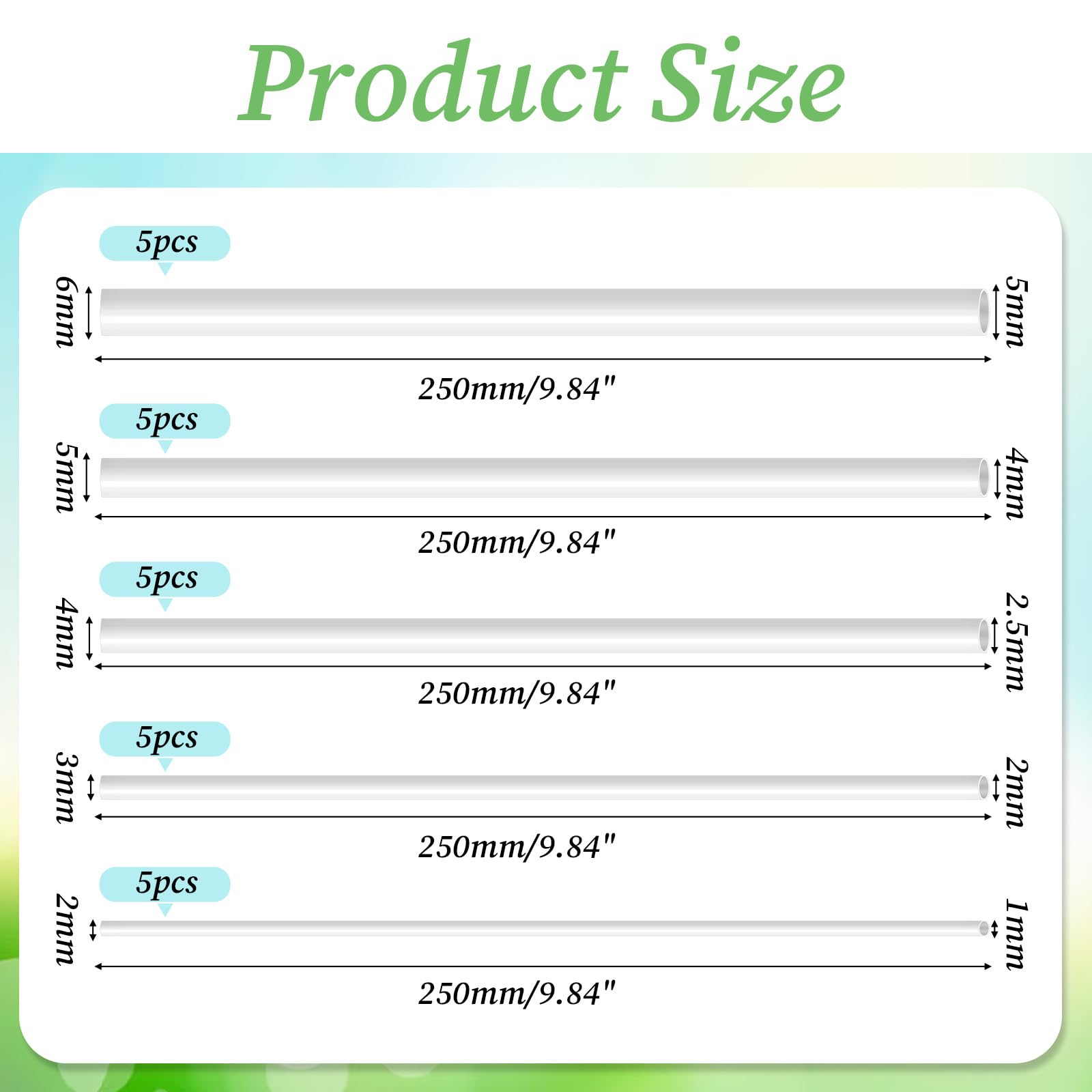 ABS Plastic Tubes - 25 Sizes for DIY Crafts -2 ABS Plastic Tubes - 25 Sizes for DIY Crafts -2
