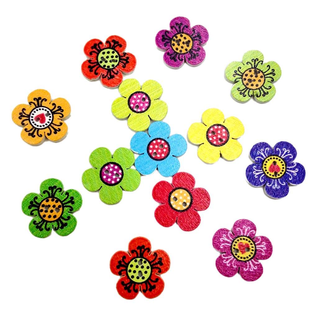 木製花形ボタン2個セット Amazon | 【ノーブランド品】100pcs 縫製 手芸 20mm 詰め合わせ 2穴 花