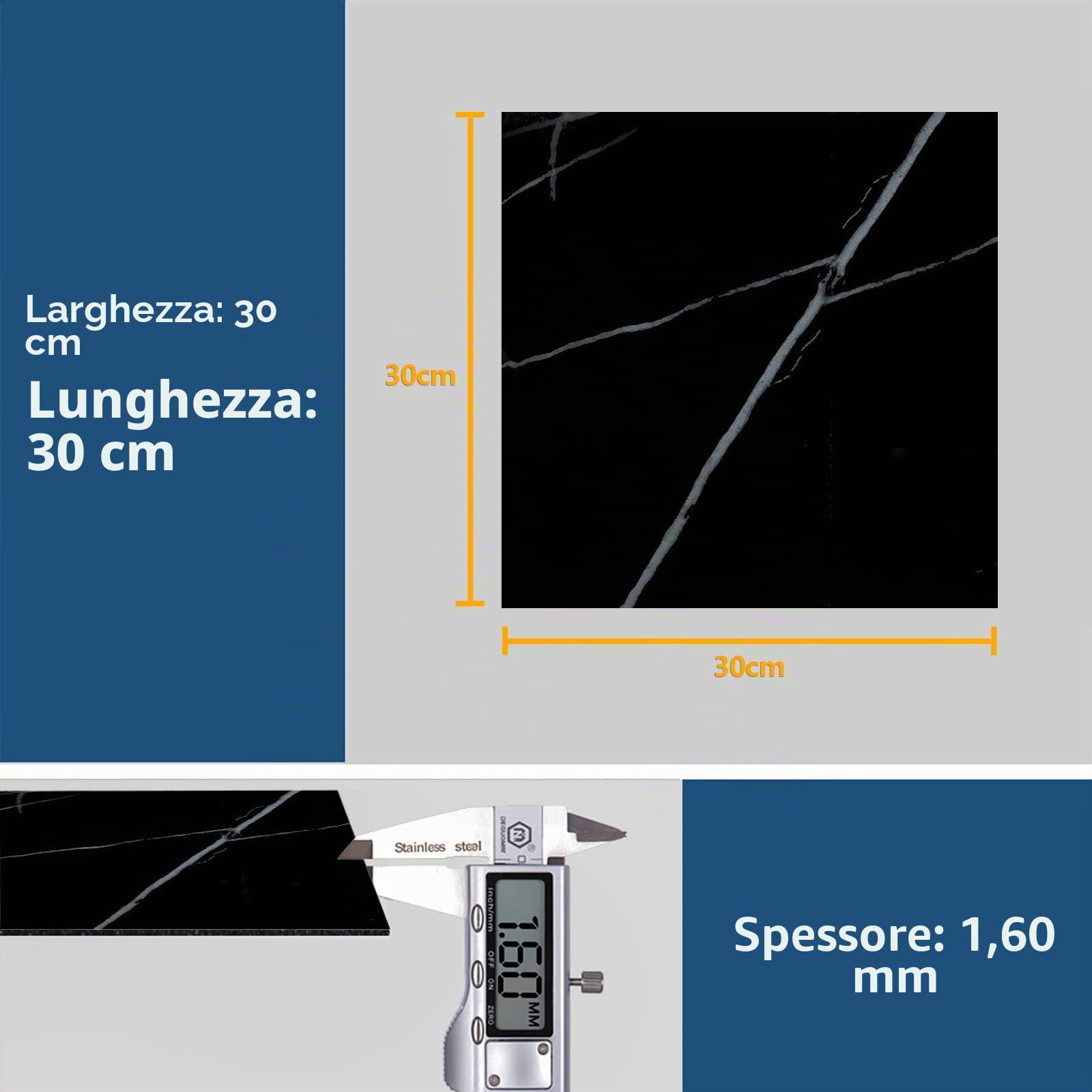 VEELIKE Pavimento PVC Adesivo Marmo Nera Piastrelle Adesive Pavimento Bagno 24 Pezzi Mattonelle Adesive Pavimento in Marmo Nero Adesivi per Piastrelle Cucina Camera da Letto Rimovibile 30 cm x 30 cm