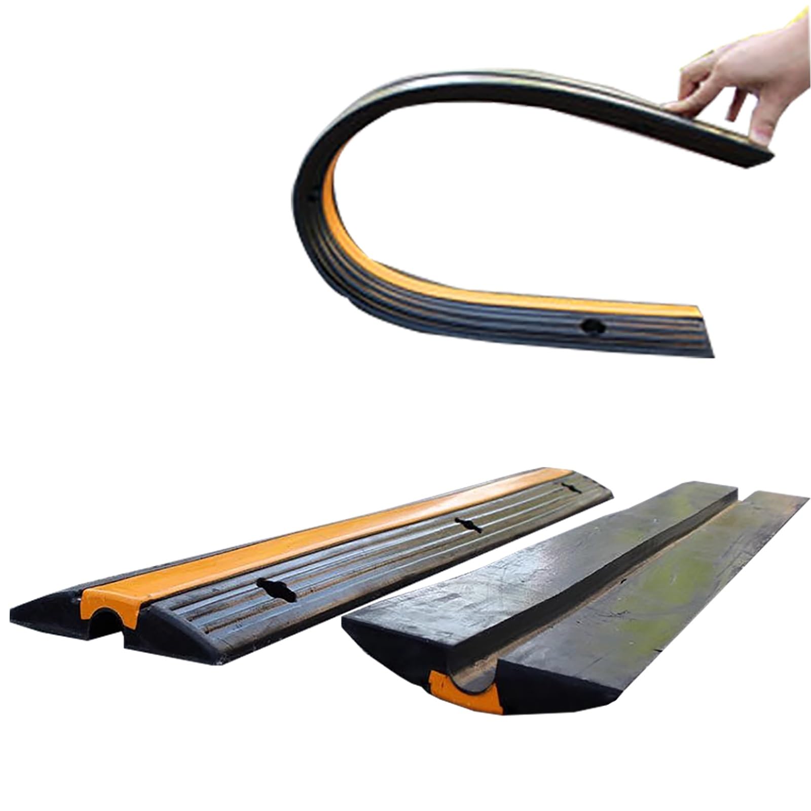 Pasacables Suelo, Tope De Velocidad De 1 Canal, Rampa Protectora De Cable De Goma Tope De Velocidad De Tráfico Capacidad De 8165 Kg Rampa De Cubierta Protectora De Cable Resistente (Color : B)