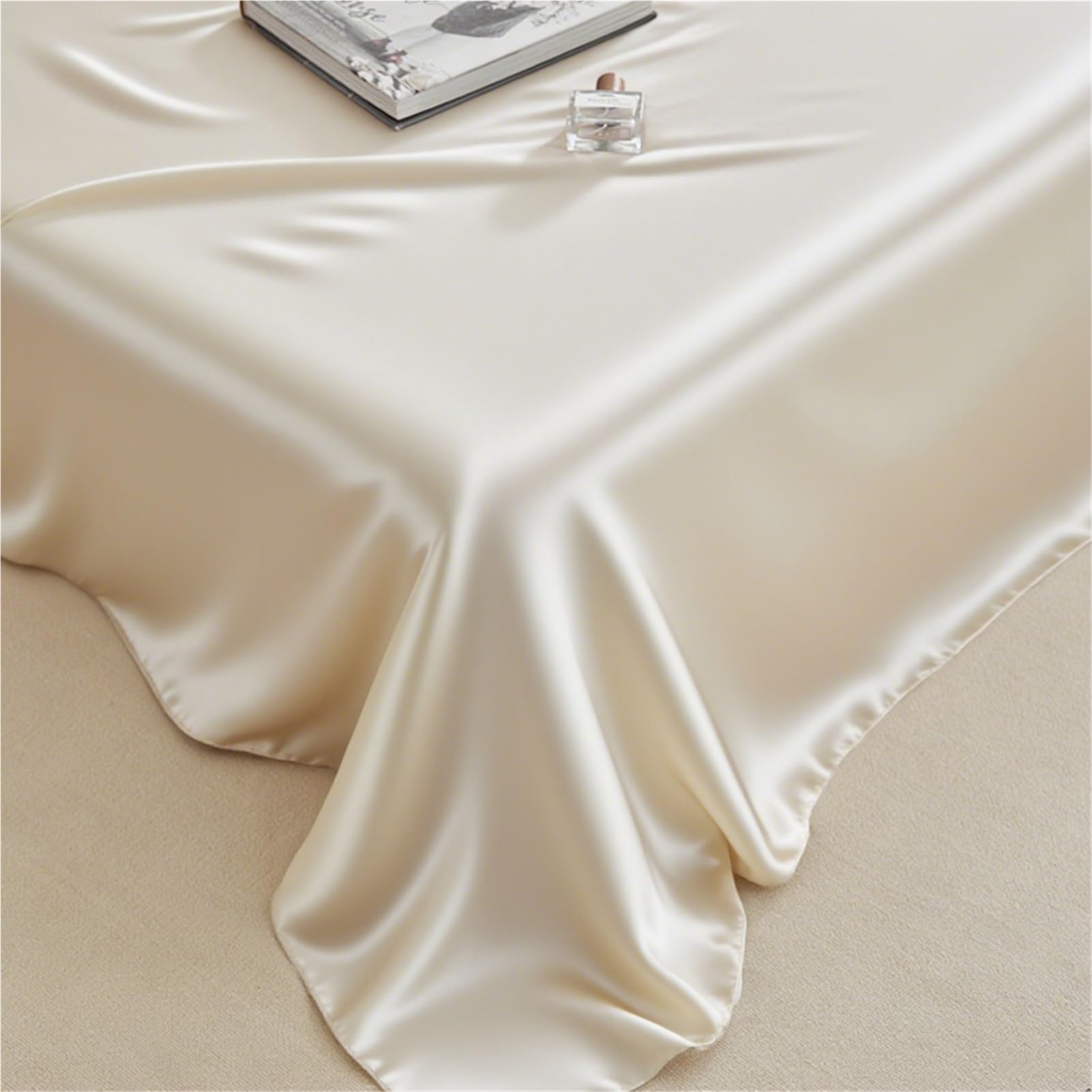 Sabanas Encimera de satén 170x230cm 230x250cm 250x250cm Individual Doble Sedosa de Lujo sábana Superior más Suave Que la Seda for la Piel del Cabello(Black,230x250cm)