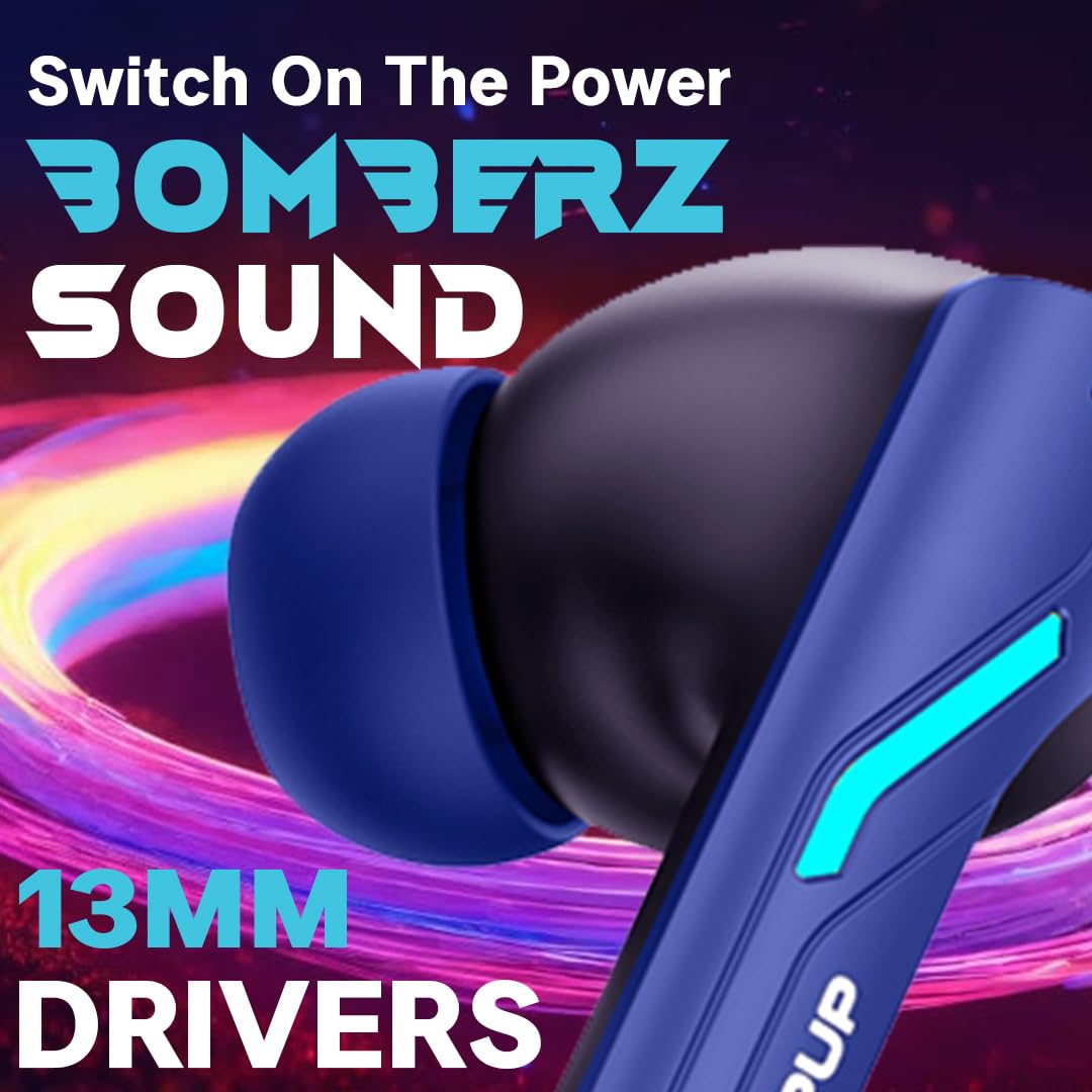 HOPPUP Xo6 Gaming Earbuds with 35MS Low Latency, RGB LED, 13MM Drivers & 50H Playtime Bluetooth (Cobalt Blue, True Wireless) 1