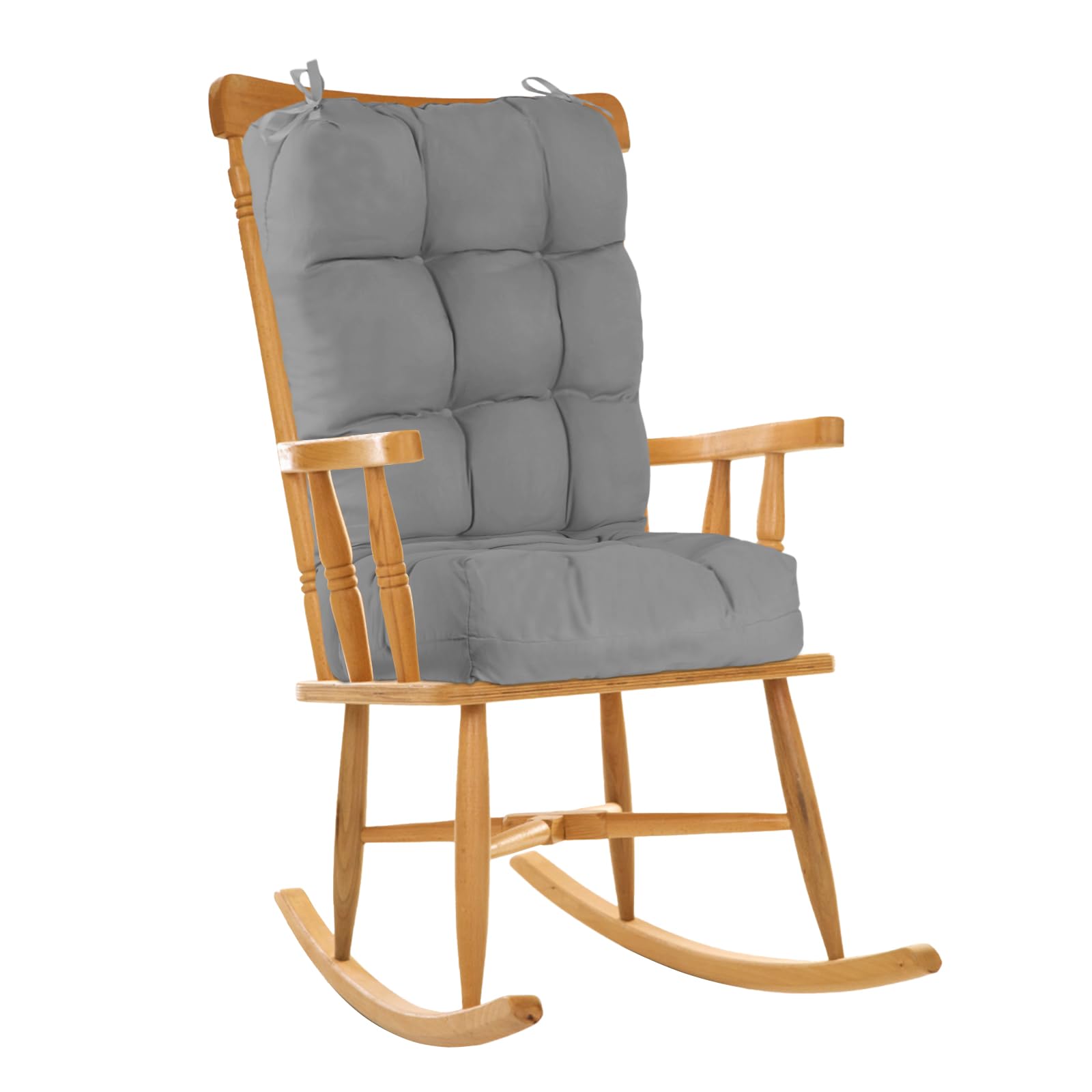 TeqHome Rocking Chair Cushions Set,Porch Rocker Cushions for Living Room Rockers,Back Cushion with Ties,Tufted Seat Cushion with Non-Slip Backing Seat Back 22.83''x18.89''and Seat 18.89''x18.89''