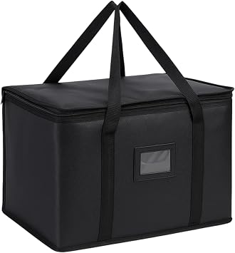 Food Delivery Bag, 50L Insulated Thermal Bag for Hot and Cold Food, Waterproof and Reusable Catering Bag with Sturdy Zipper for Groceries, Pizza Delivery, and Outdoor Events