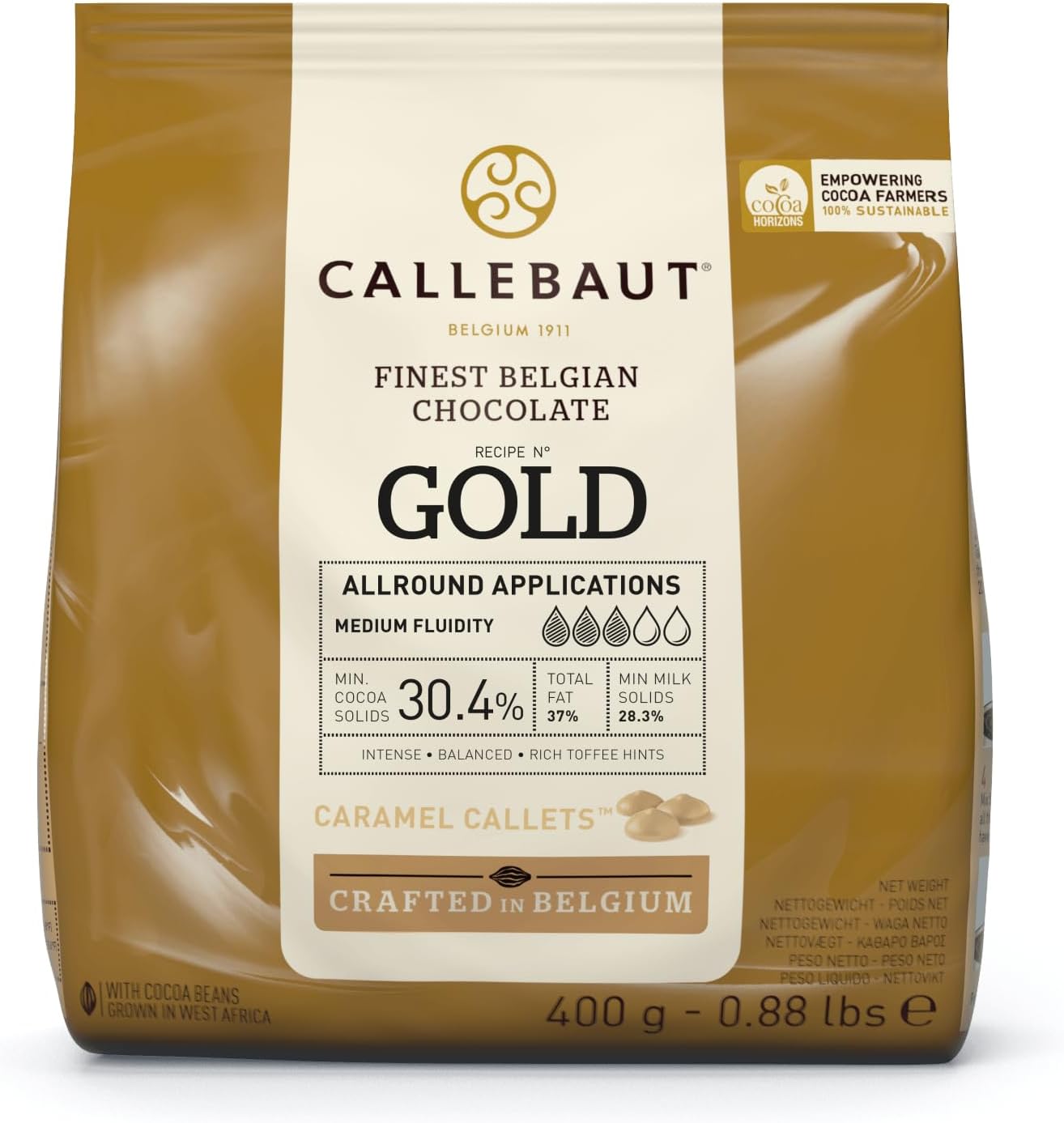 CallebautFinest Belgian Gold Chocolate with Caramel Couverture Callets 400g