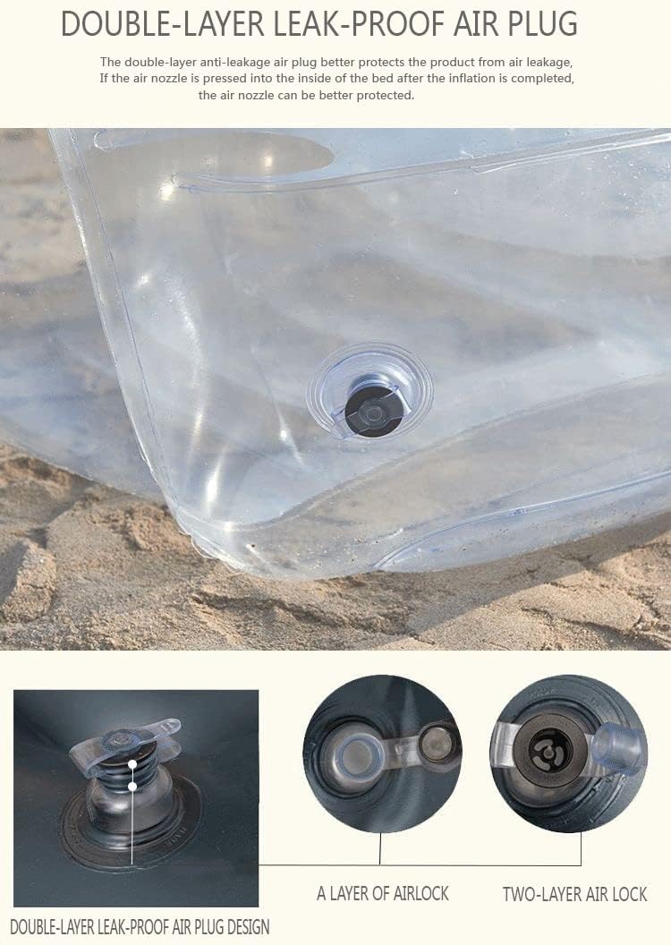 Transparent Inflatable Couch Chair Sofa with Double-Layer Leak-Proof air Plug Holds 220lbs