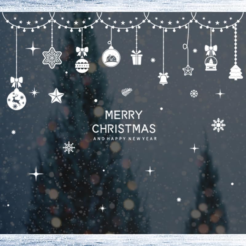 Miniatura 6 de Adhesivos de Navidad para ventana, 194 calcomanías de copo de nieve para ventana, adorables calcomanías decorativas para ventana para tienda,