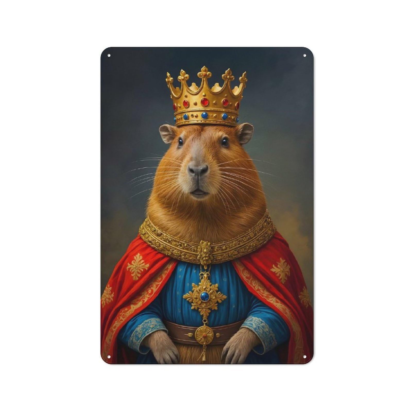 Junmoney Capybara King Vintage Cafe Metal Sign 30X20cm Featuring Bistro Wall Plaque For Tea Room, Shop Wall Or Breakfast Area