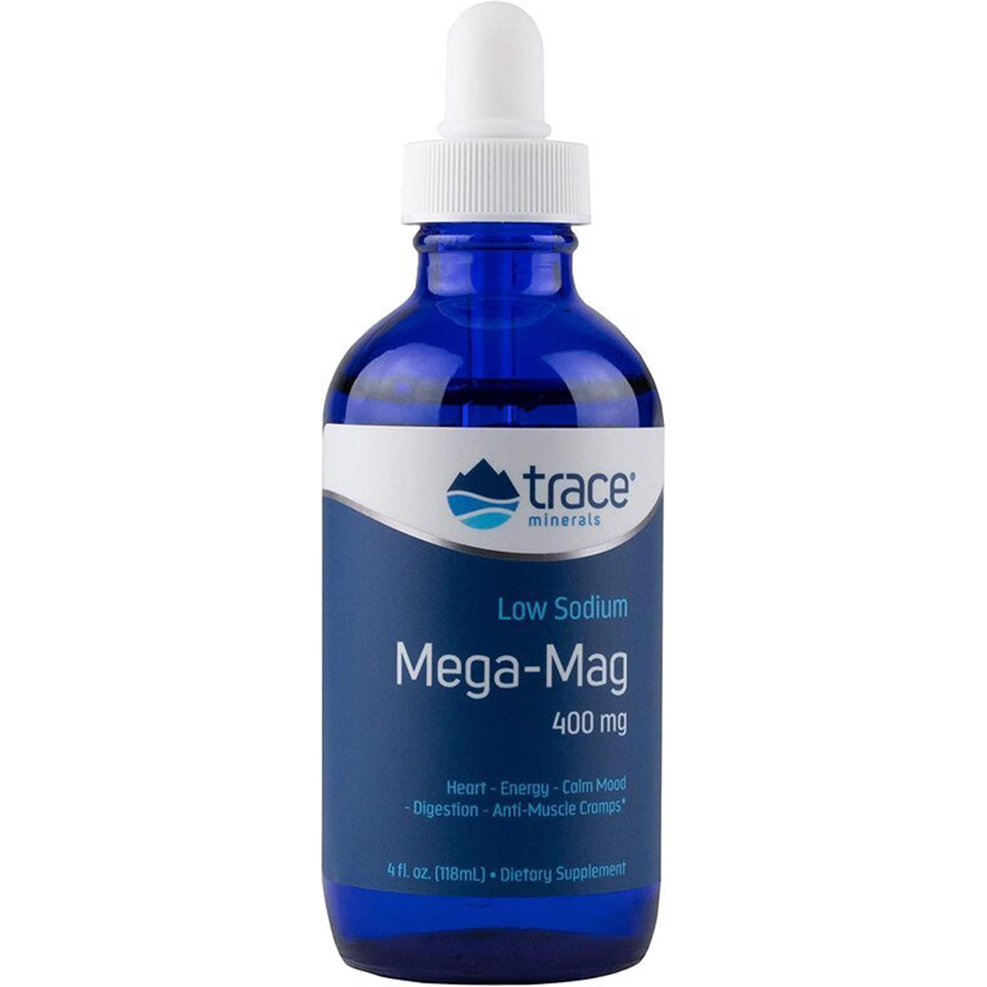 Trace Minerals, Mega-Mag, 400 mg, Confezione Doppia 2 x 118 ml, Magnesio, Testato in Laboratorio, Senza Soia, Senza Glutine, Non-GMO, Vegan