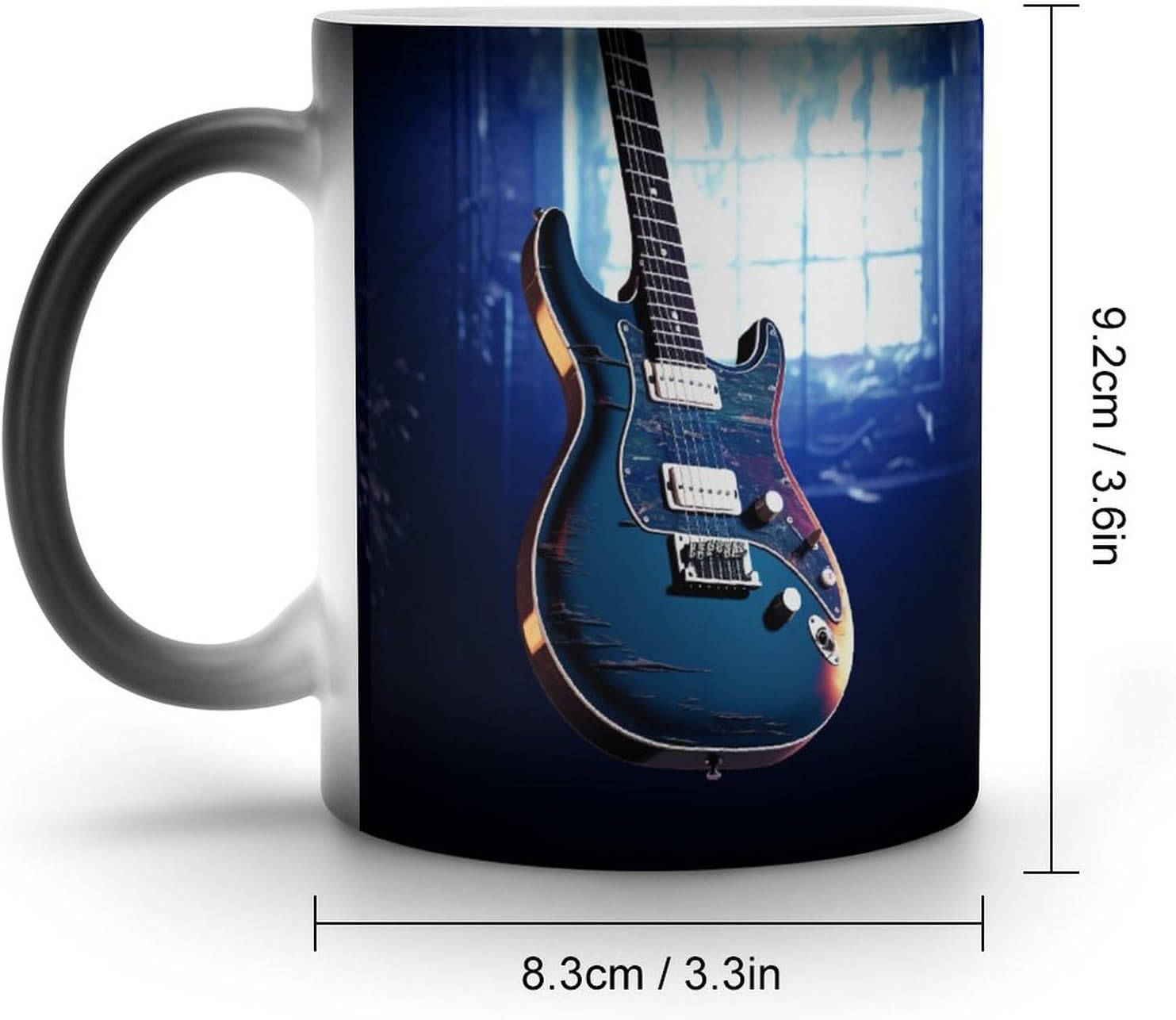 Color Changing Mug Blue Guitar Printed Ceramic Coffee Mug Heat Changing Sensitive Mug Magic Heat Changing Coffee Mug Novelty Coffee Mugs
