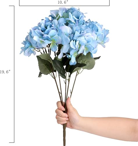 Miniatura 7 de Jim's Cabin Paquete de 4 flores artificiales falsas, arreglos de hortensias de seda, ramos de boda, decoración floral de plástico, centros de mesa