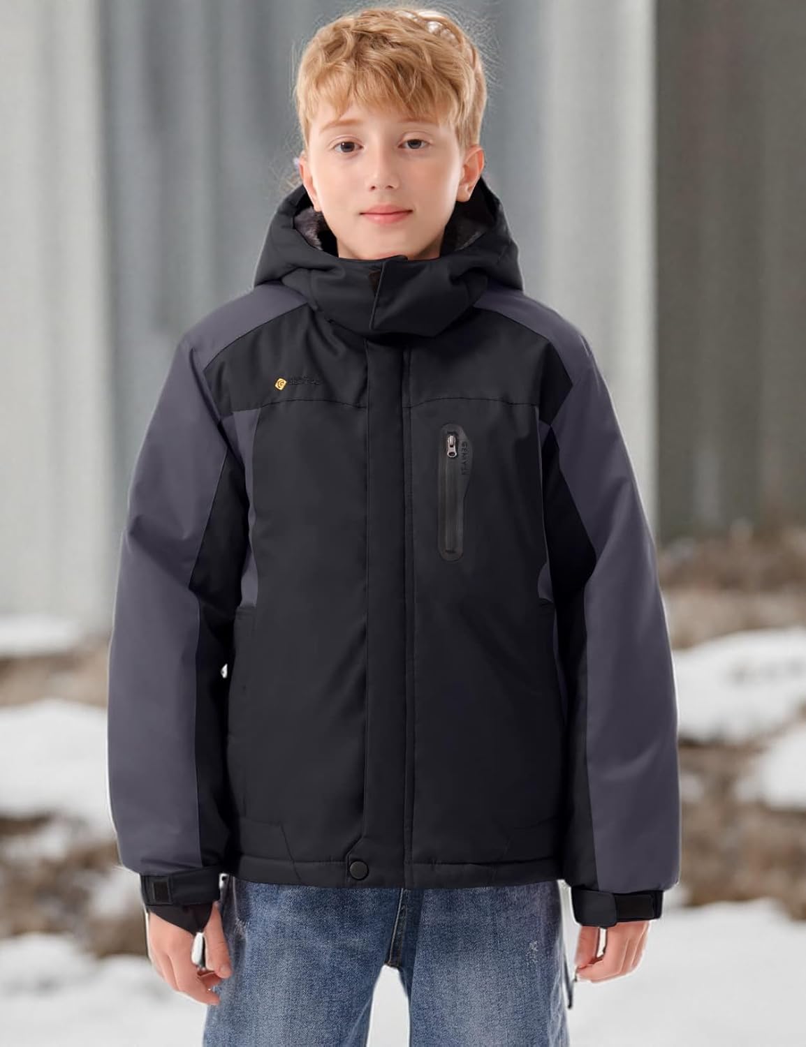GEMYSE Boy's Waterproof Ski Snow Jacket Hooded Fleece Lined Windproof Winter Jacket - Image 8