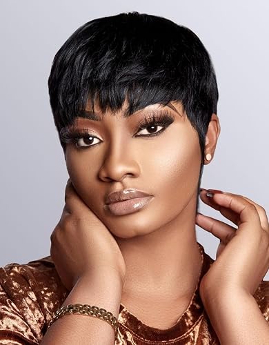 Brazilian Razor Cut Short Wig Natural Black