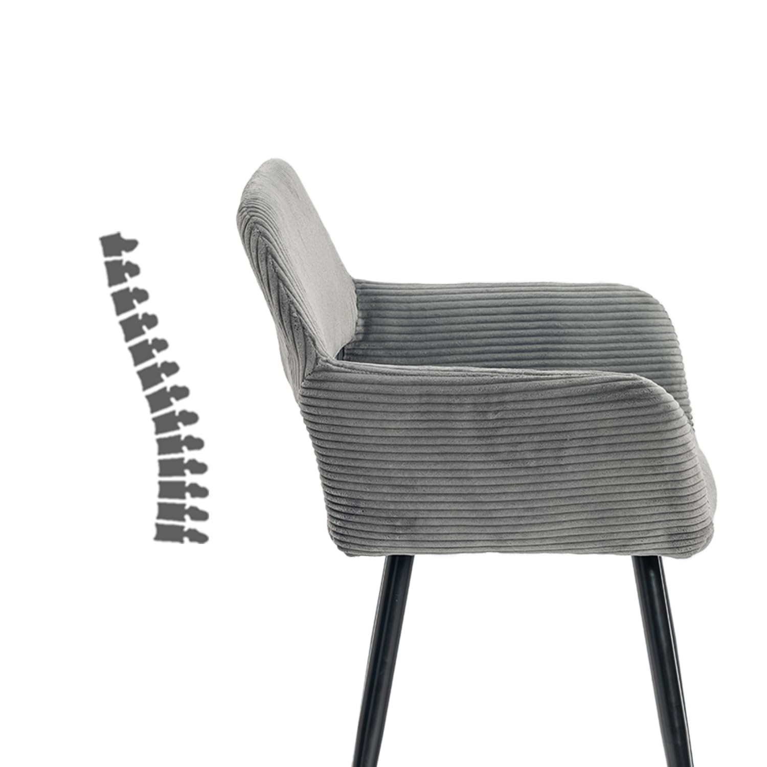 Set di 2 sedie per sala da pranzo scandinave, grigio