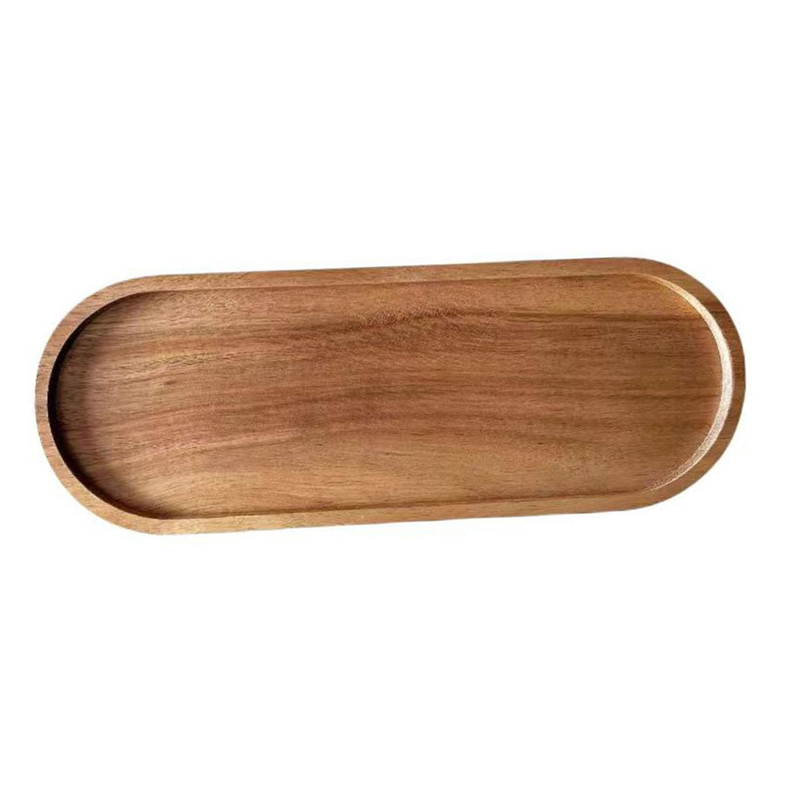 YIXANNX Wood Serving Tray Decoration Stylish Ottoman Tray Breakfast In Bed Snacks Plate Serving Platter For Dining Decorative Food Organizer Kitchen, oval, 29x10.5cm
