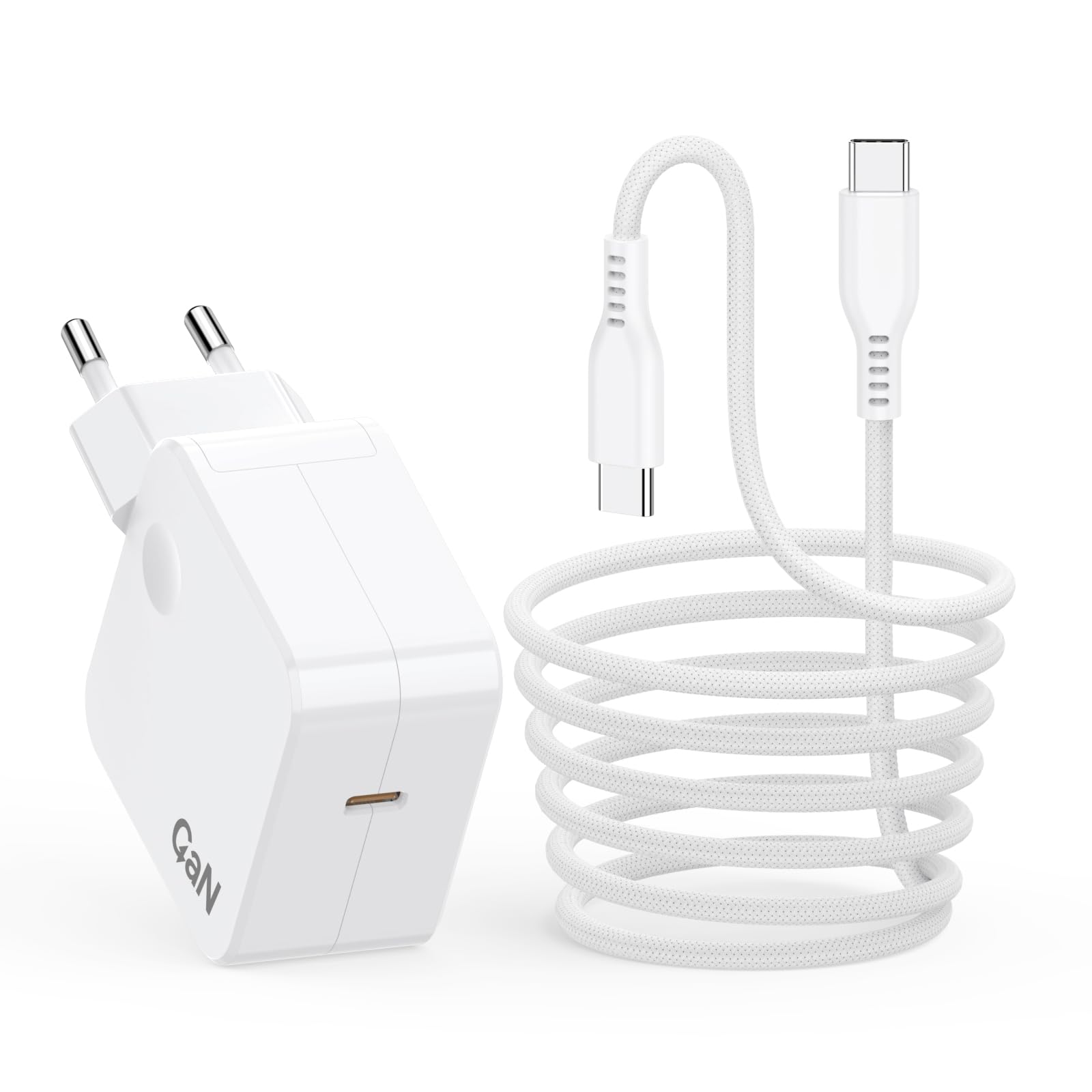 67W Caricatore GaN USB C per MacBook Pro/Air/Neo M4 M3 M2 M1 2025 2024 2023 2022 2021 2020, Lenovo ThinkPad, Samsung Galaxy, HP, ASUS, 65W Caricabatterie Alimentatore Ricarica Rapida PD3.0, Bianco