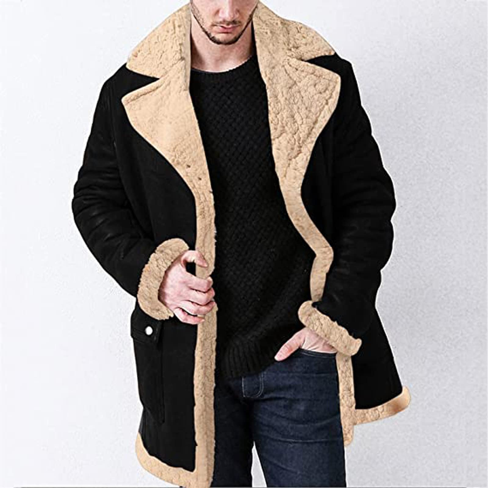 Generisch Winddicht Warm Gefüttert Outdoorjacke Herren Lange Slim Fit Wollmantel Warme Einreiher Wintermantel Business Trenchcoat Übergangsmantel
