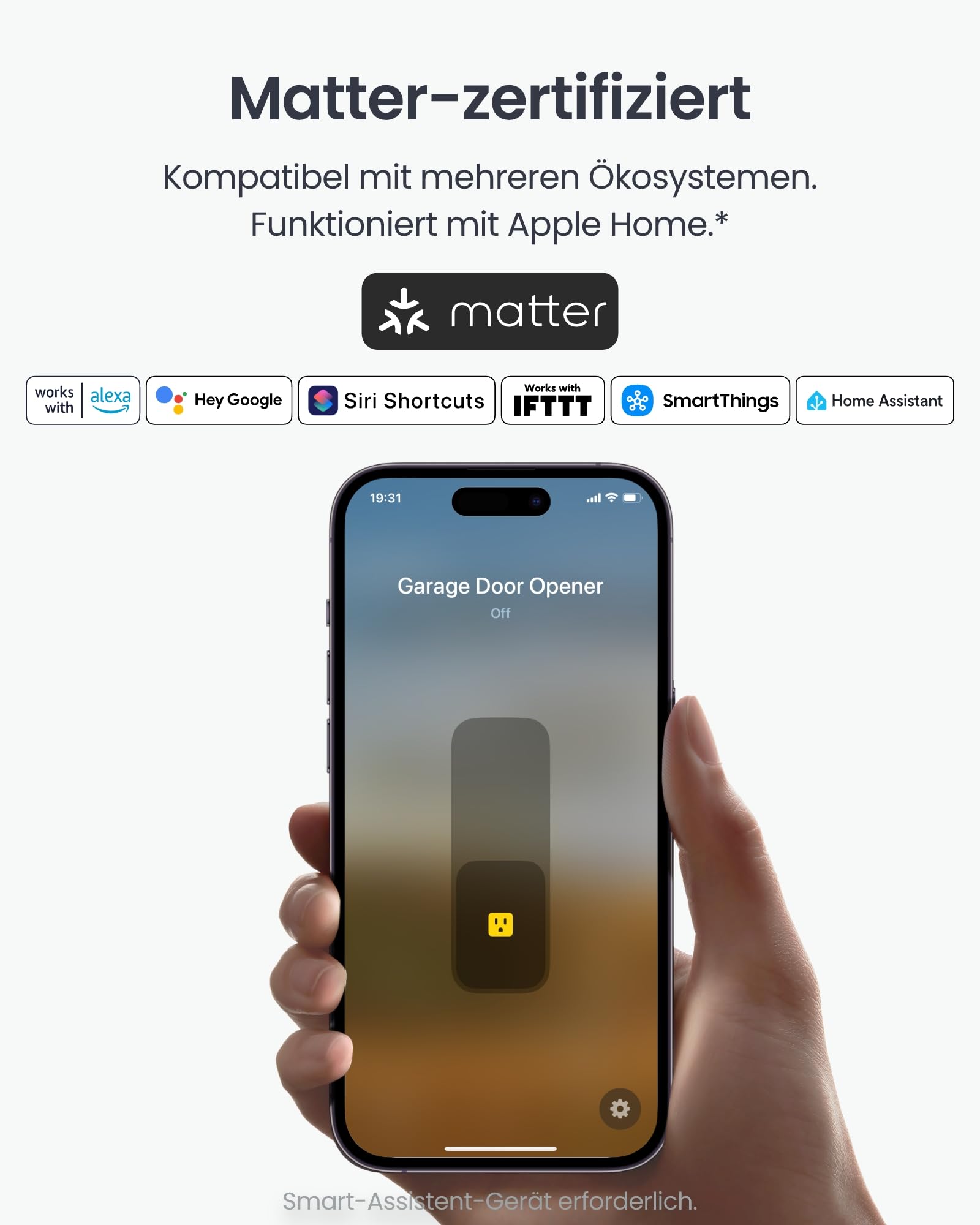 SwitchBot Smart WLAN Garagentoröffner, New Matter-zertifiziert, APP-Steuerung, Alexa/Google/Siri/IFTTT/SmartThings unterstützt, Mehrere Benachrichtigungsmodi, Kein Hub erforderlich