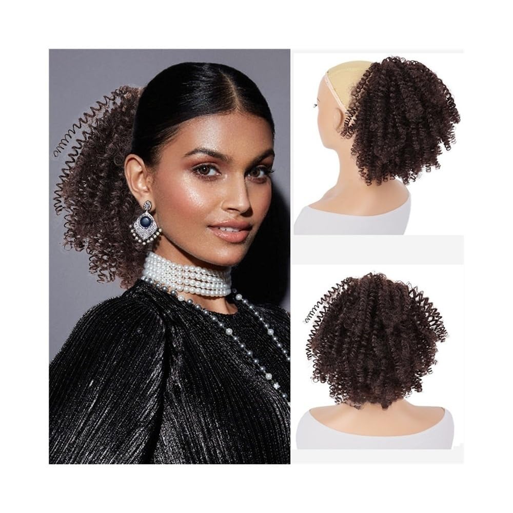 Panino per Capelli disordinato Chignon Afro Puff for Donne Nere, Sintetico, con Coulisse e Ricci, for Coda di Cavallo. Parrucchino a Coda di Cavallo per l'uso Quotidiano(4)
