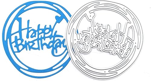 Miniatura 1 de Troqueles redondos de corte de metal para feliz cumpleaños, plantillas troqueladas para manualidades, álbumes de recortes, fotos, troqueles de papel