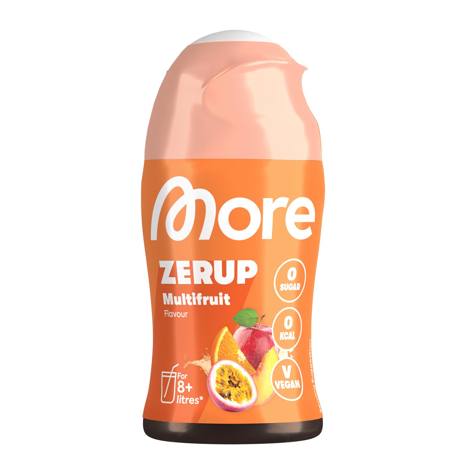 MORE Zerup, syrop zero kalorii z ekstraktami z prawdziwych owoców, wieloowocowy, 65 ml (do 8 l napoju bezalkoholowego) – bez dodatku cukru