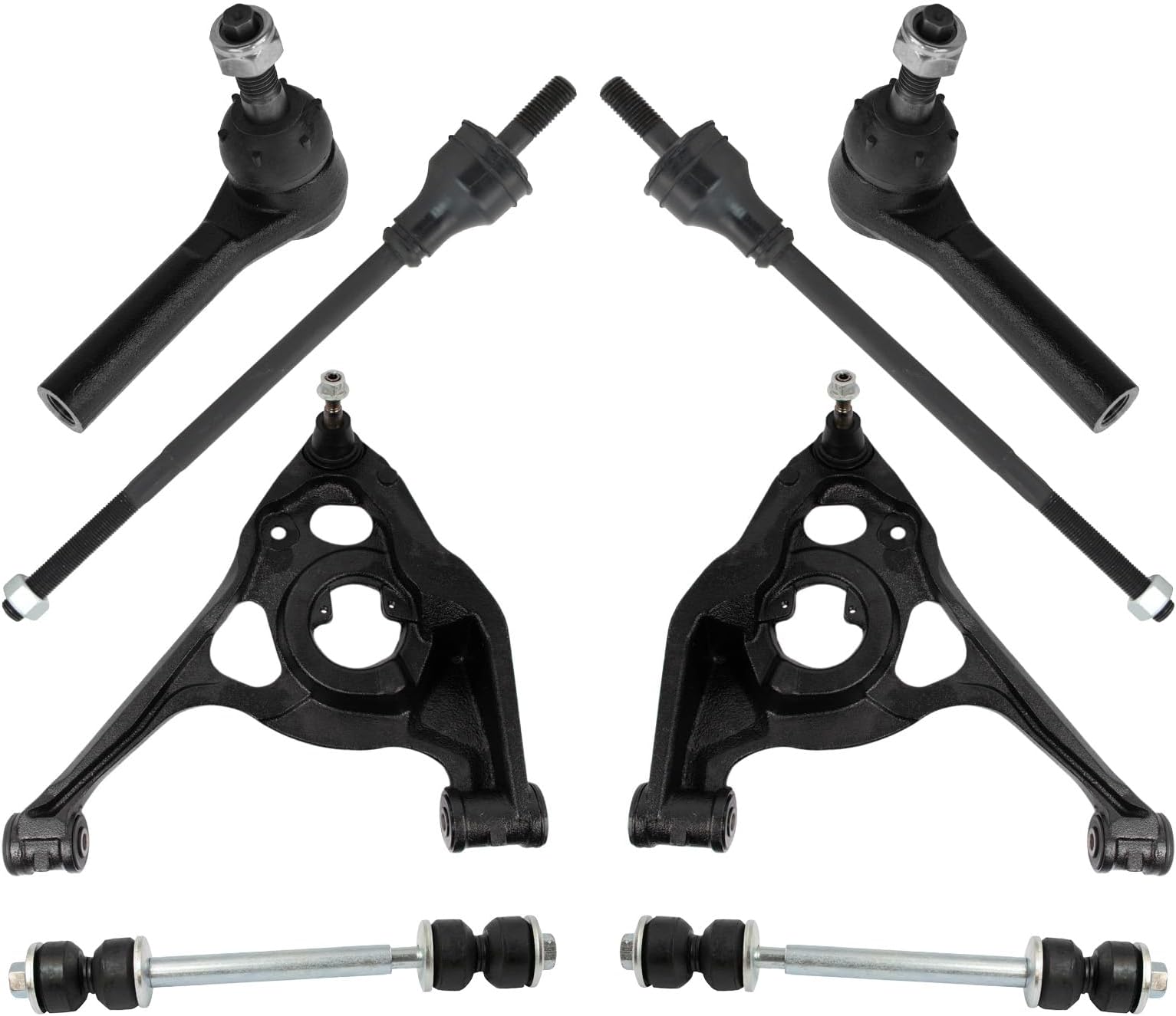 TRQ Front Steering & Suspension Kit Control Arm with Ball Joint Sway Bar Stabilizer Link Tie Rod Compatible with 2003-2019 Chevrolet Express 2500 Express 3500 GMC Savana 2500 Savana 3500