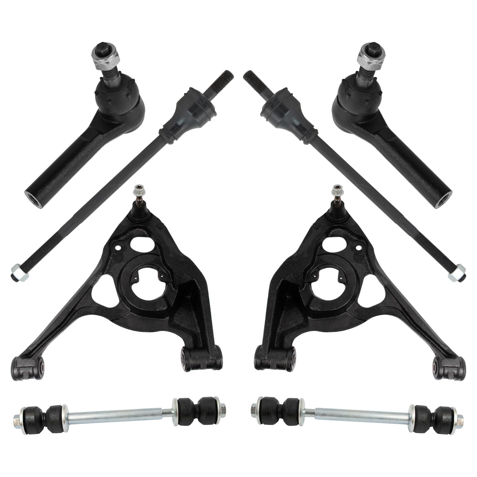 TRQ Front Steering & Suspension Kit Control Arm with Ball Joint Sway Bar Stabilizer Link Tie Rod Compatible with 2003-2019 Chevrolet Express 2500 Express 3500 GMC Savana 2500 Savana 3500