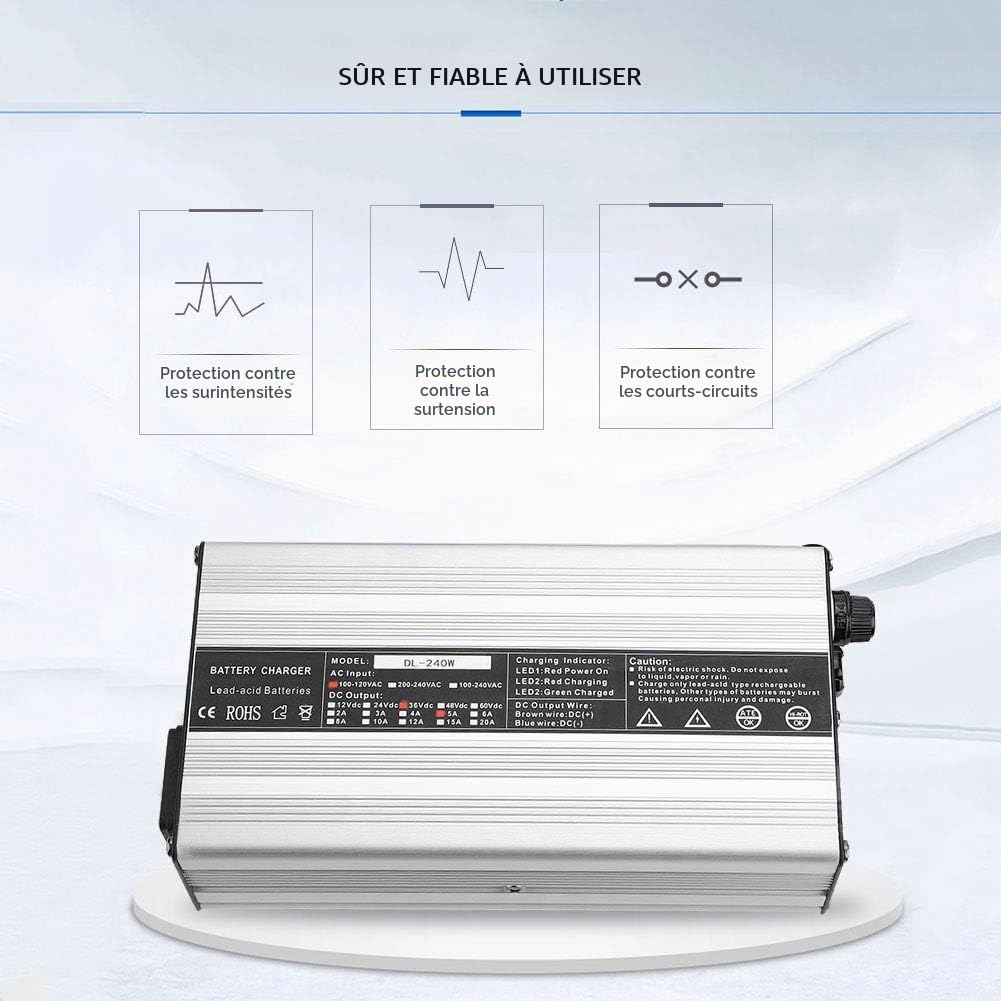 Nikou Chargeur de Batterie Golf, 36V 5A LED Indicateur Voiturette Chargeur de Batterie for Club Car DS/EZ-GO Series TXT