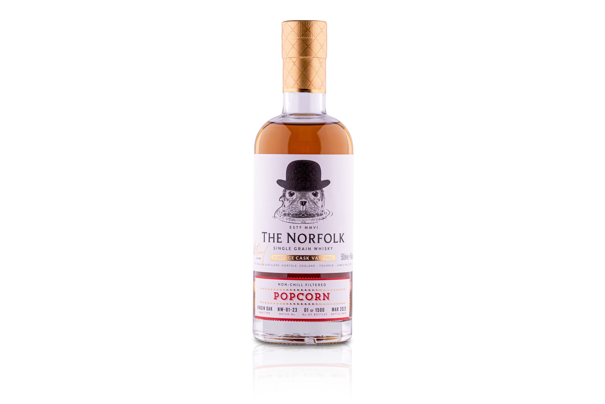 The Norfolk Popcorn: English Grain Whisky, 45% vol, 50cl