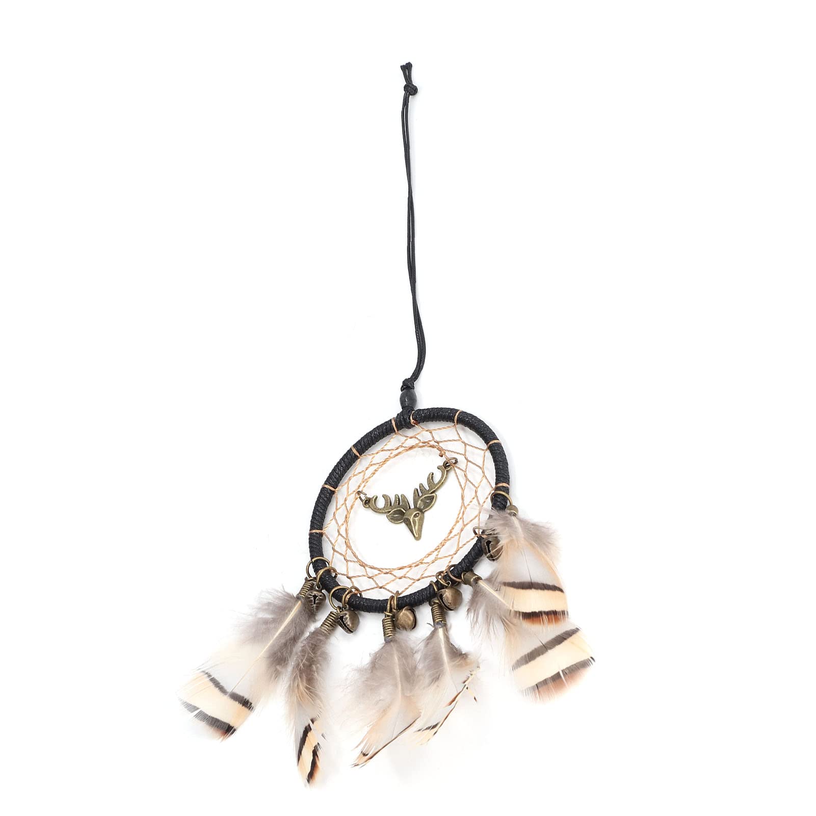 Traumfänger, Wanddekoration, handgefertigt, Bohemian-Stil, Premium-Feder, Metall, Holz, Glücksbringer für Zuhause, Schlafzimmer, Büro, Auto, 29,2 x 7,1 cm