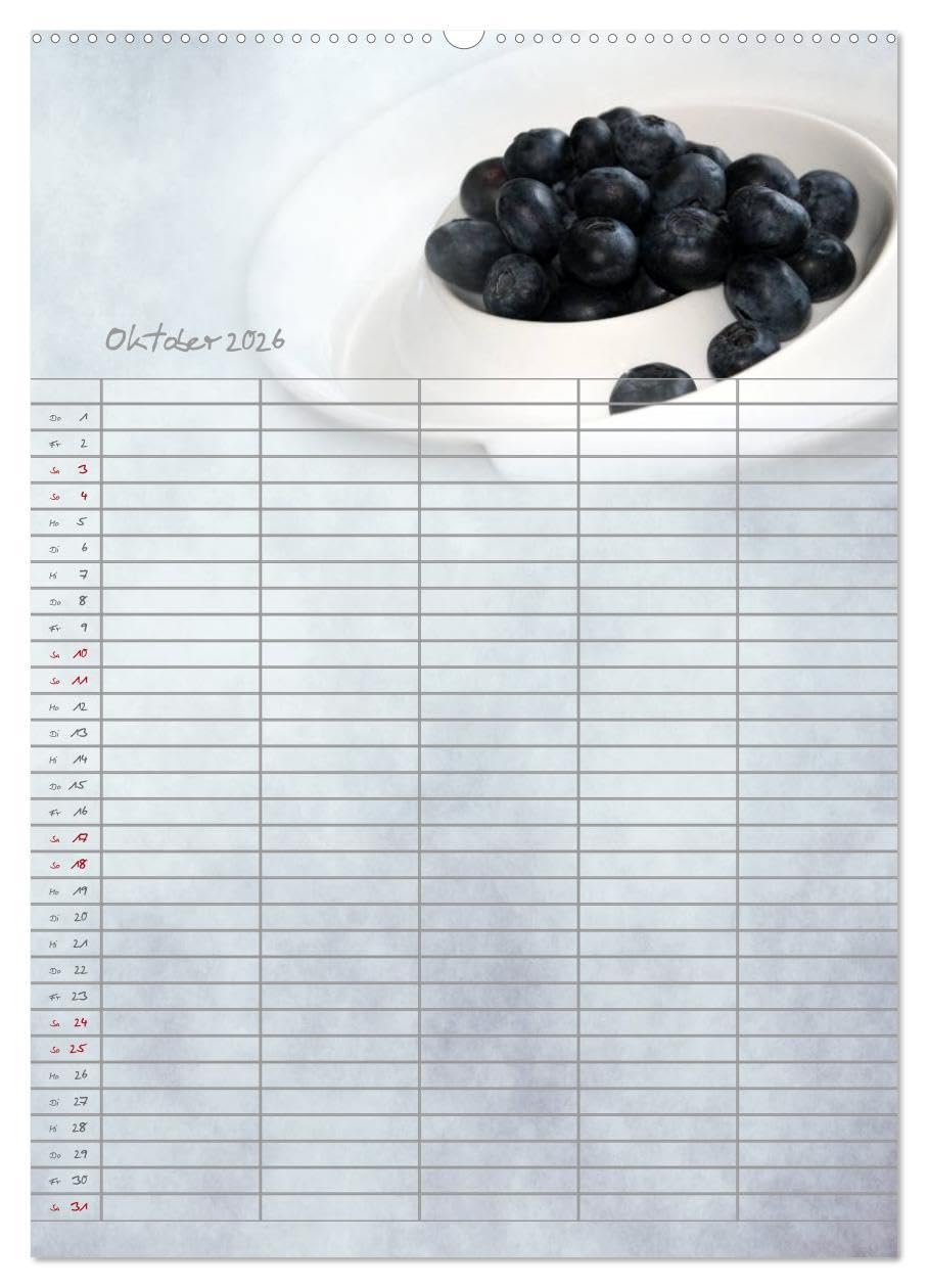 Familienplaner für die Küche. (hochwertiger Premium Wandkalender 2026 DIN A2 hoch), Kunstdruck in Hochglanz: Obst, Gemüse, Gewürze und mehr. (CALVENDO Lifestyle)