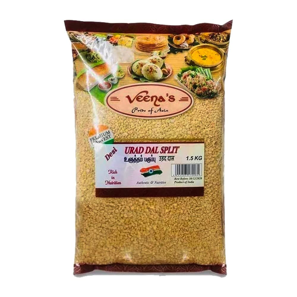 Veenas Urid Dall Split 1.5KG | Urid dal Split | Urad dal | Urad Split Dal | High Fibre | High Protein | Natural | Indian Origin | Gluten Friendly | 1.5KG