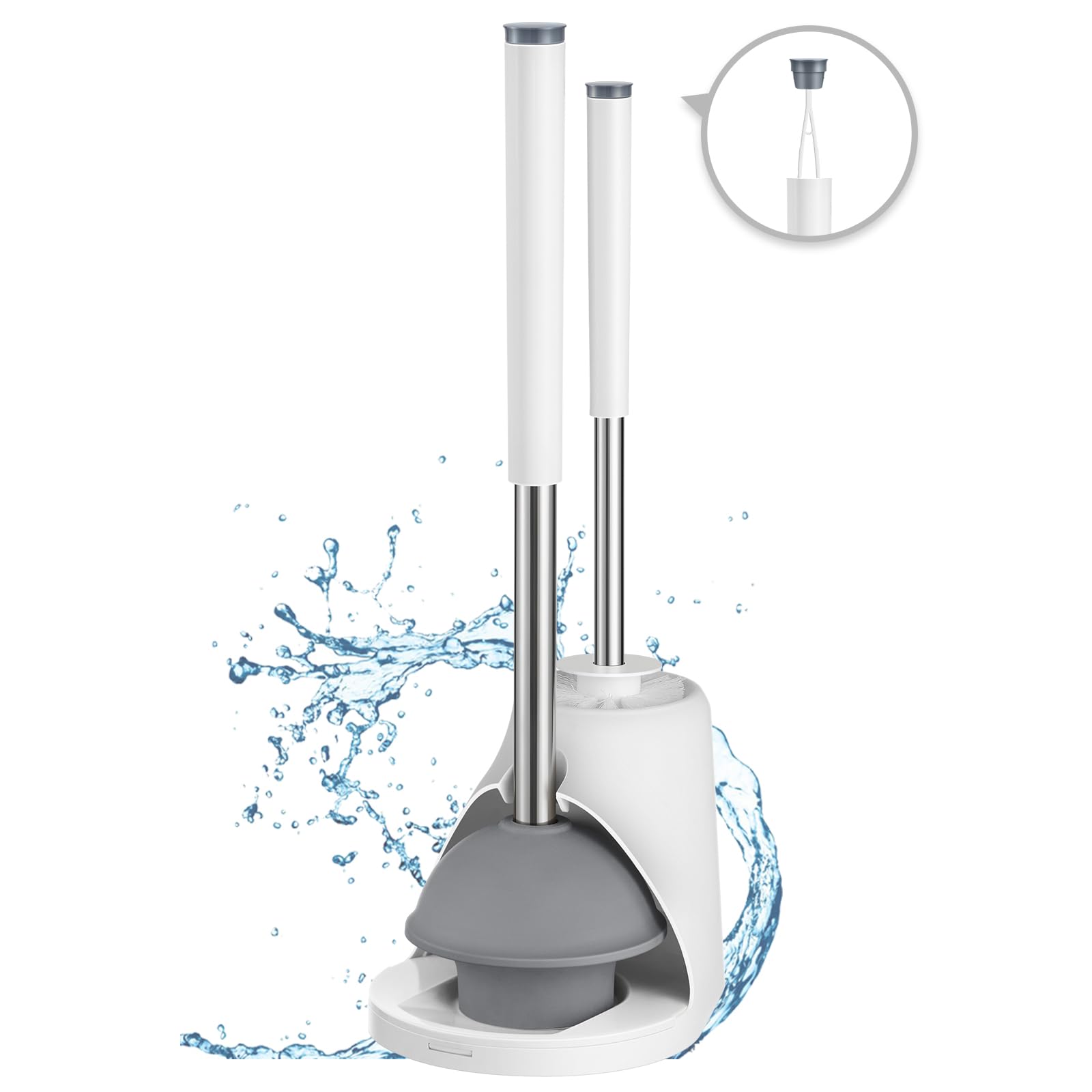 Toilet Plunger and Bowl Brush Combo for Bathroom Cleaning, White, 1 Set