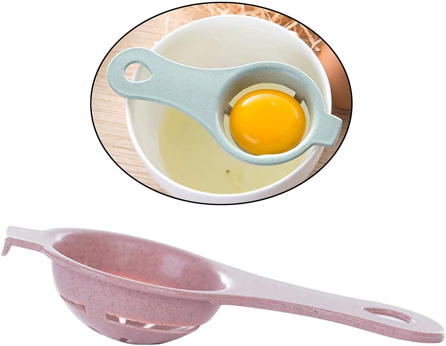 NAIDEV 2 PCs Egg Separator Egg Yolk Protein Separator Egg Funnel Spoon Sieve Kitchen Gadgets Size 13 cm (Random Color) (2) 2