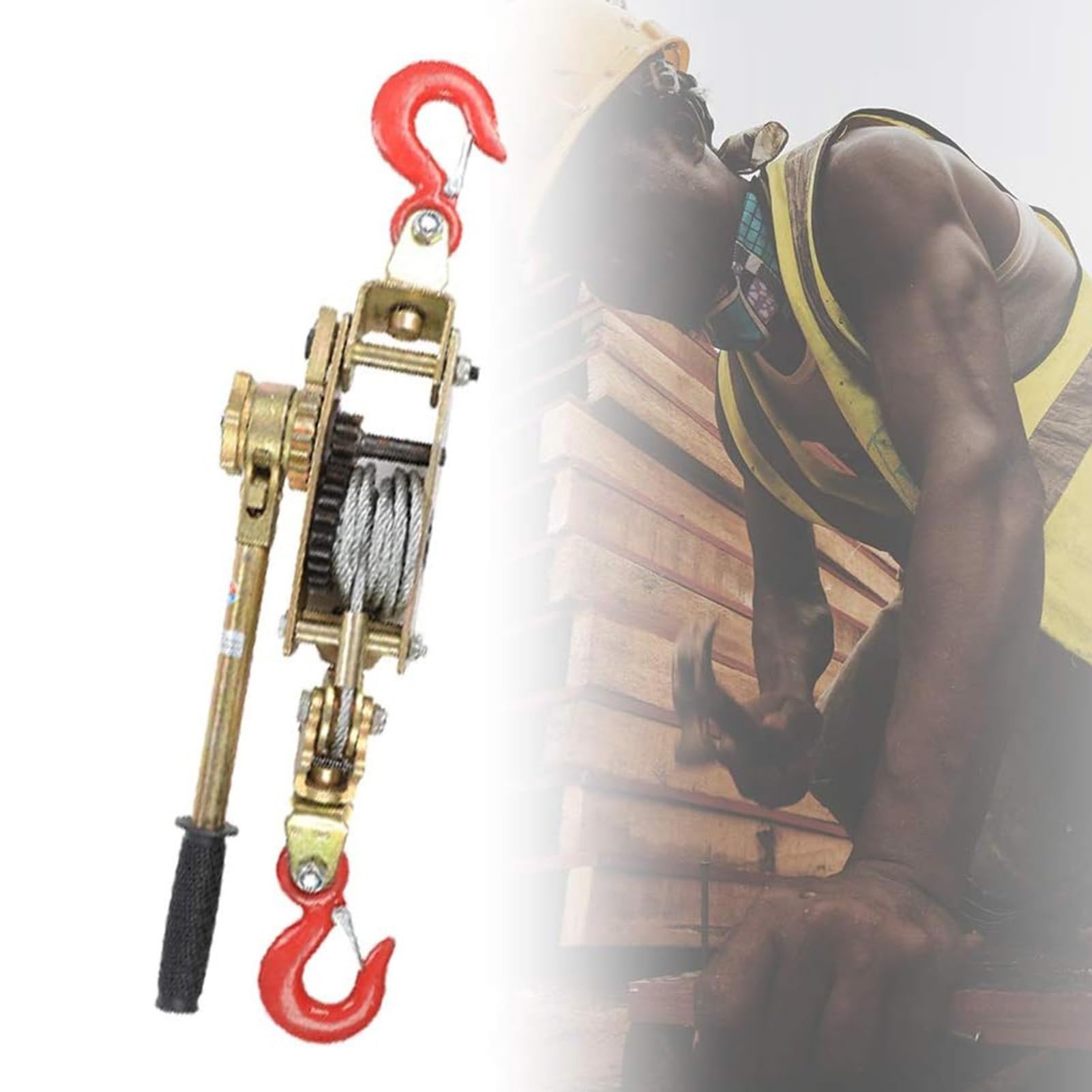 Mshgsku Dual Gear Power Puller Hand Winch Hoist Ratchet Puller With Cable Rope For Moving Trees Towing Vehicles Boats